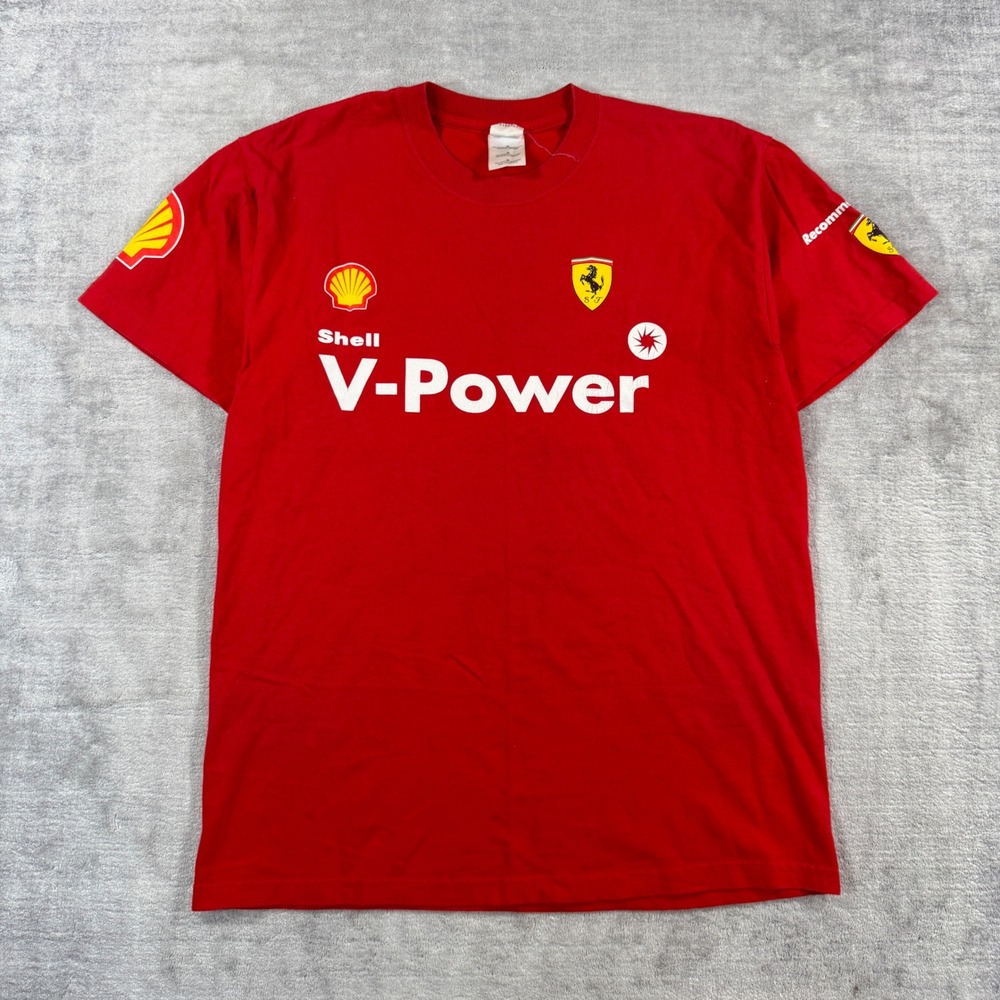 Ferrari Shirt Men Medium Red Shell V Power Racing F1 Motosport Graphic Tee